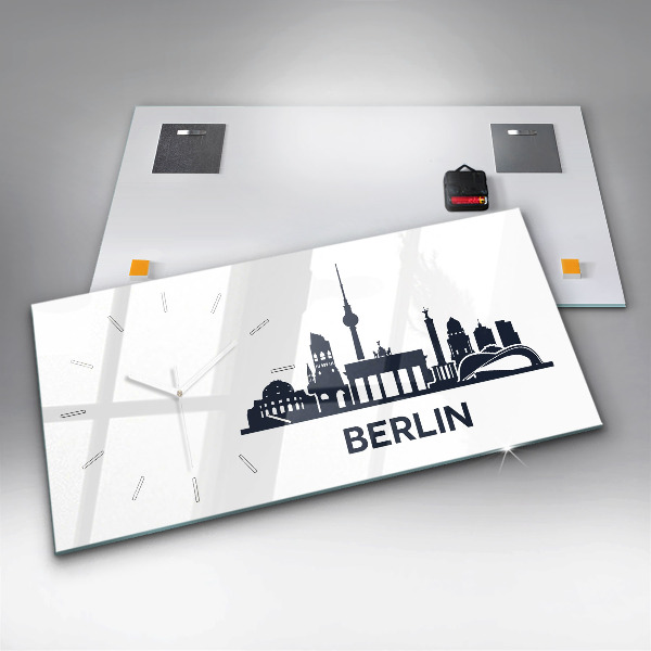 Ceas orizontale de perete din sticlă Ilustrația orașului Berlin