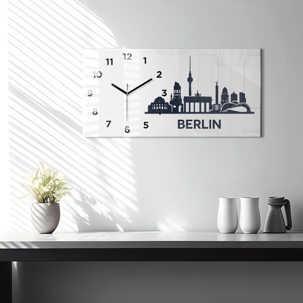 Ceas orizontale de perete din sticlă Ilustrația orașului Berlin