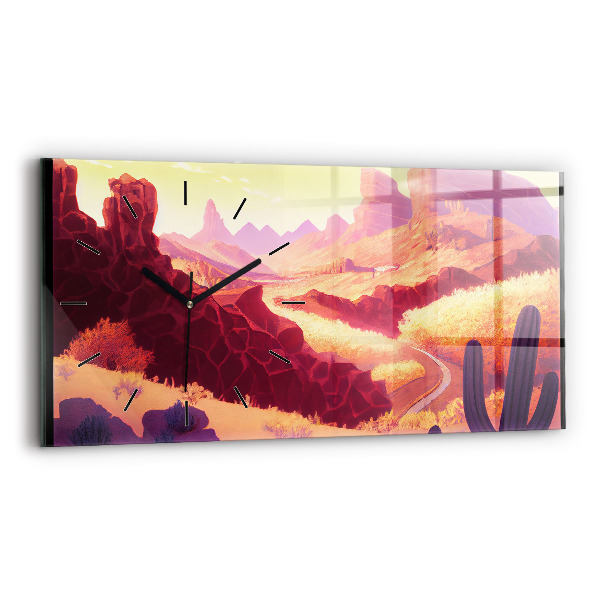 Ceas orizontale de perete din sticlă Ilustrație din deșertul Arizona