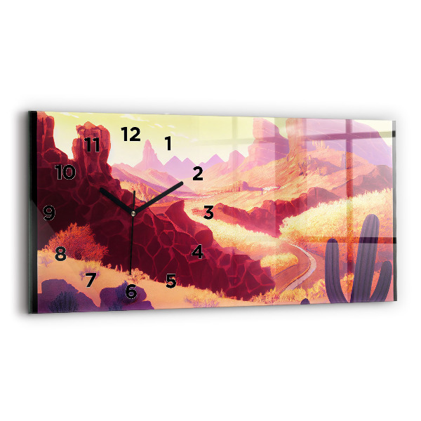 Ceas orizontale de perete din sticlă Ilustrație din deșertul Arizona