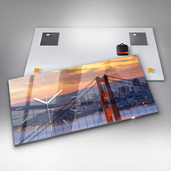 Ceas orizontale de perete din sticlă Pod din San Francisco