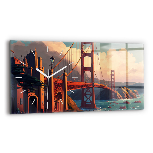 Ceas orizontale de perete din sticlă Pod din San Francisco