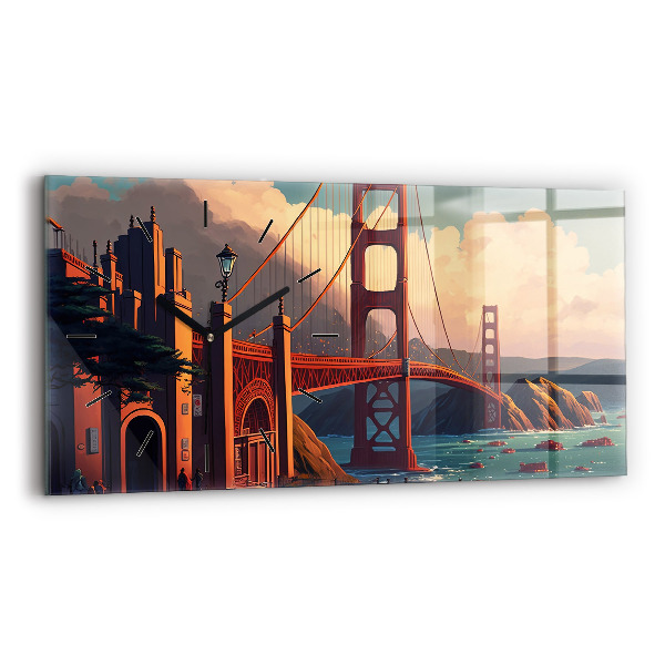 Ceas orizontale de perete din sticlă Pod din San Francisco