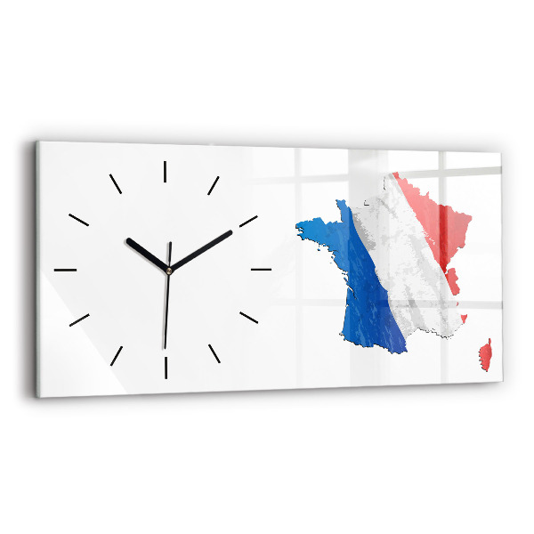 Ceas orizontale de perete din sticlă Steagul Franței