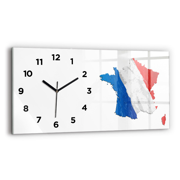 Ceas orizontale de perete din sticlă Steagul Franței