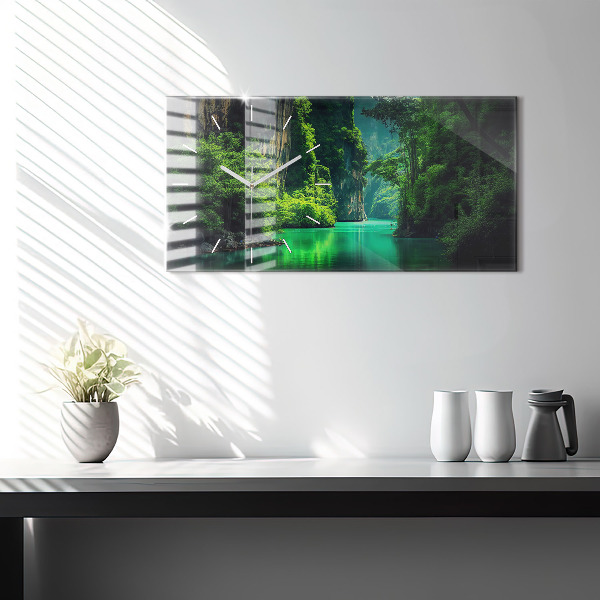 Ceas orizontale de perete din sticlă Peisaj natural din Thailanda