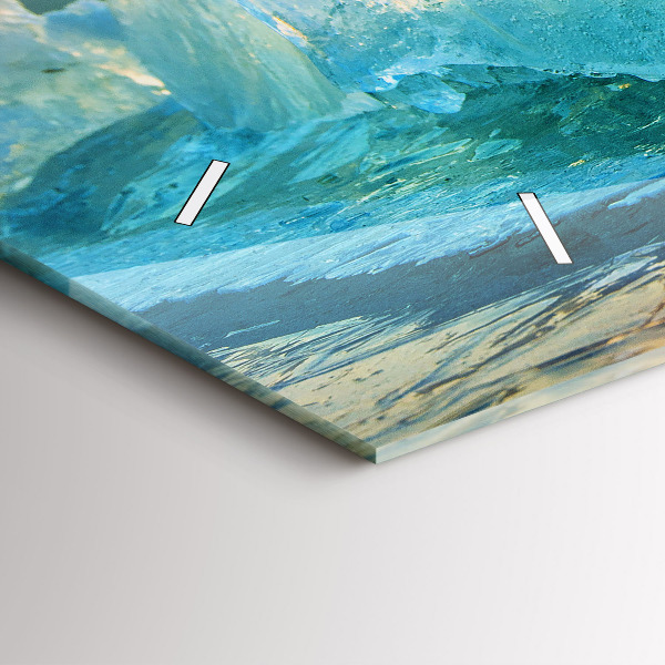 Ceas orizontale de perete din sticlă Munte de gheață și răsărit