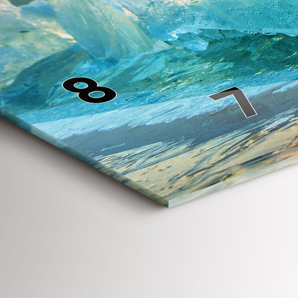 Ceas orizontale de perete din sticlă Munte de gheață și răsărit