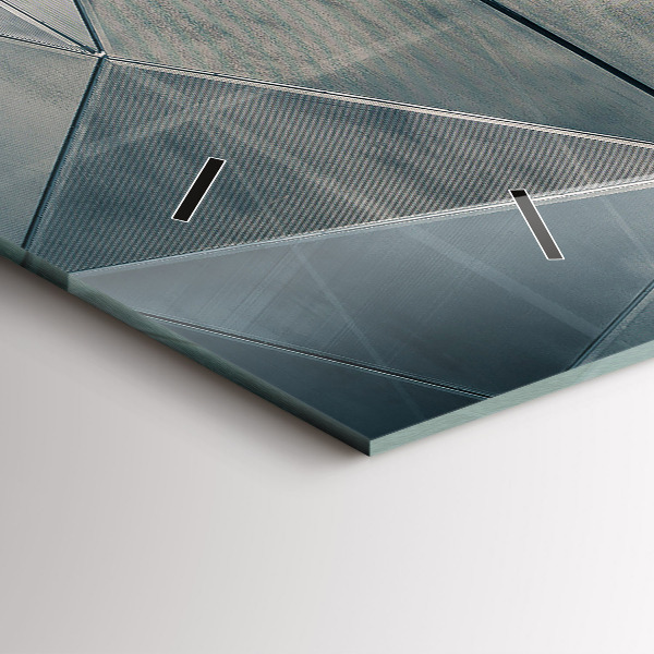 Ceas orizontale de perete din sticlă Triunghiuri abstracte metalice