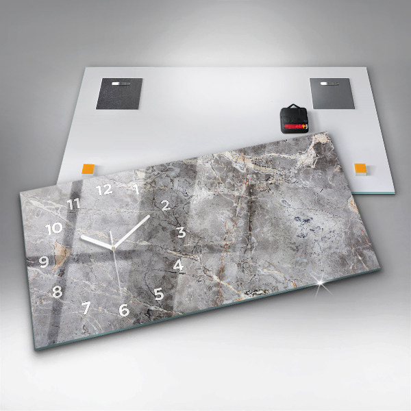 Ceas orizontale de perete din sticlă Piatră de marmură de granit gri