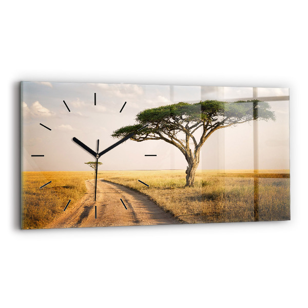 Ceas orizontale de perete din sticlă peisaj african
