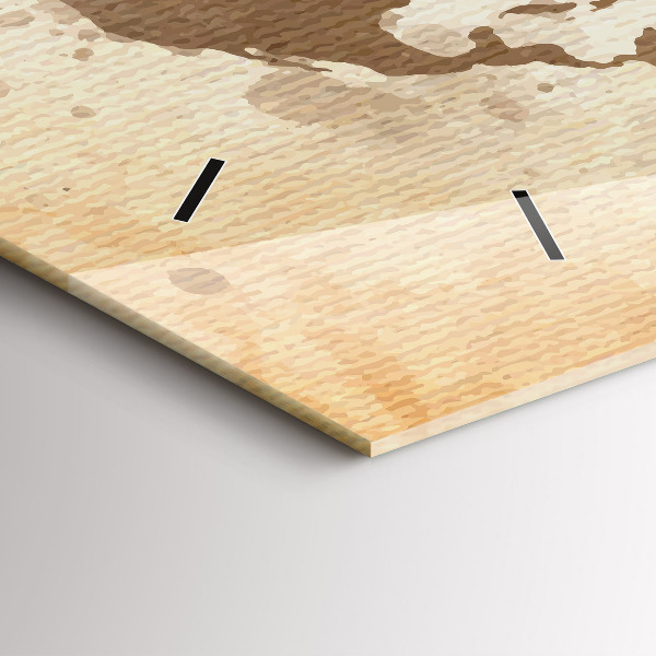 Ceas orizontale de perete din sticlă O hartă a lumii pictată