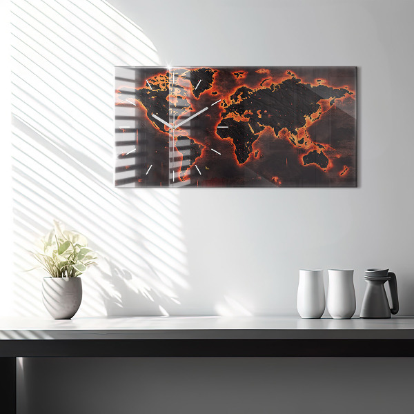 Ceas orizontale de perete din sticlă Harta lumii