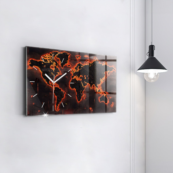 Ceas orizontale de perete din sticlă Harta lumii