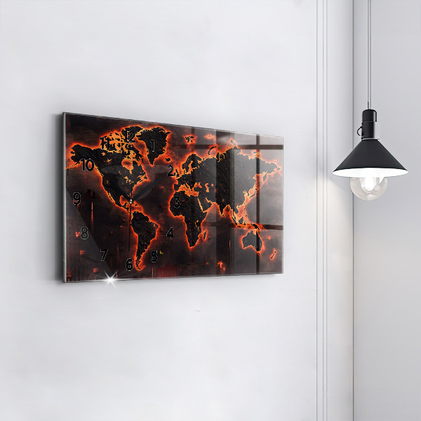Ceas orizontale de perete din sticlă Harta lumii