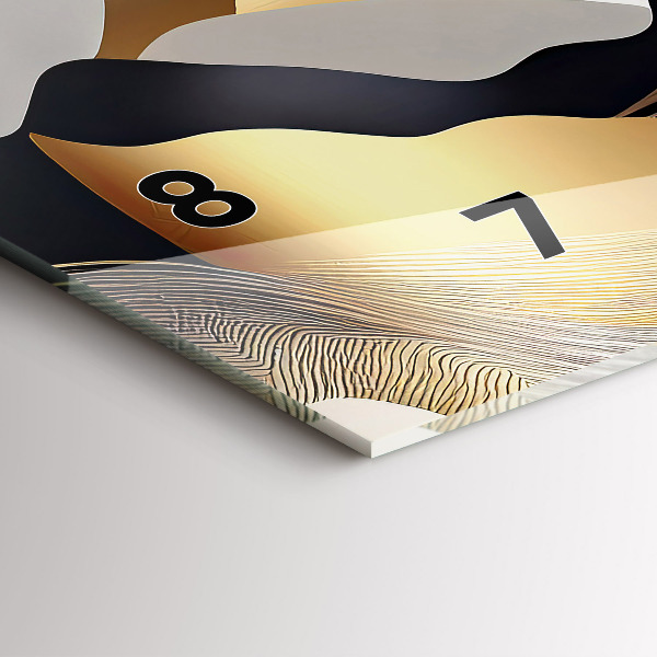 Ceas orizontale de perete din sticlă Munți de aur abstracti