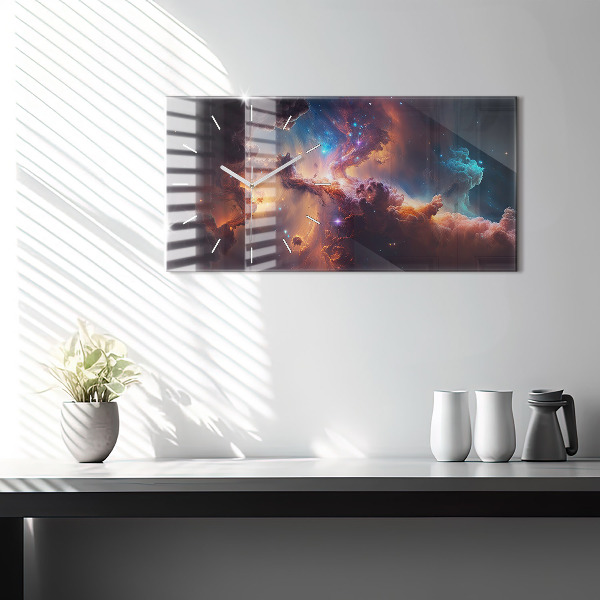 Ceas orizontale de perete din sticlă Lumea cosmică a stelelor