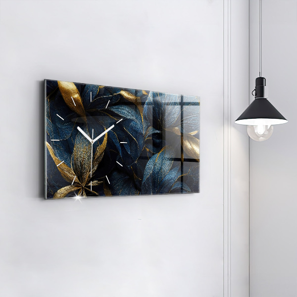 Ceas orizontale de perete din sticlă Flori decorative