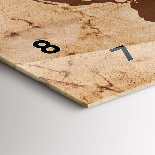 Ceas orizontale de perete din sticlă Harta lumii vintage