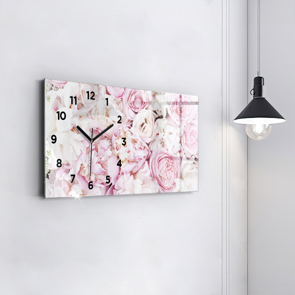 Ceas orizontale de perete din sticlă Flori decorative