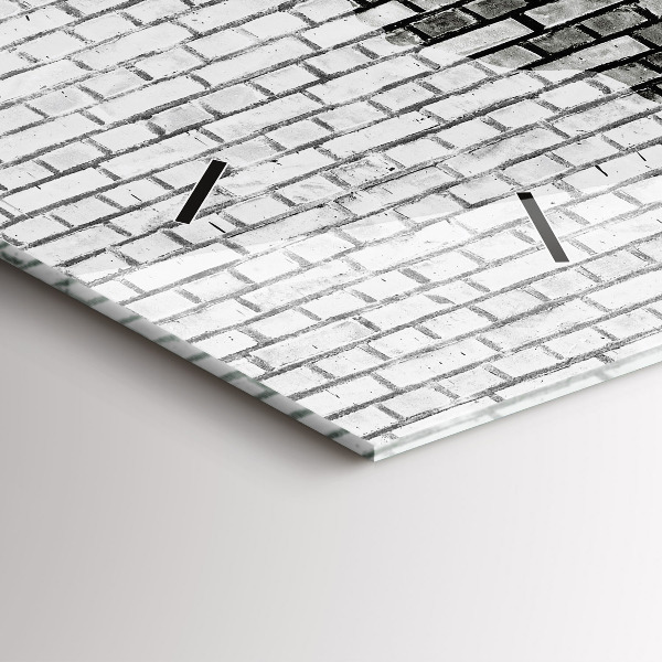 Ceas orizontale de perete din sticlă Harta lumii zid de cărămidă