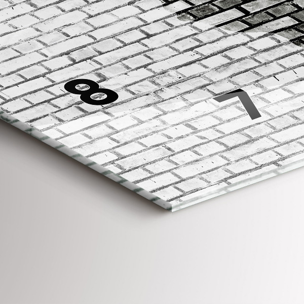 Ceas orizontale de perete din sticlă Harta lumii zid de cărămidă