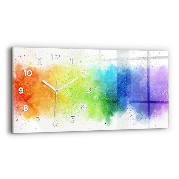 Ceas orizontale de perete din sticlă Curcubeu abstract