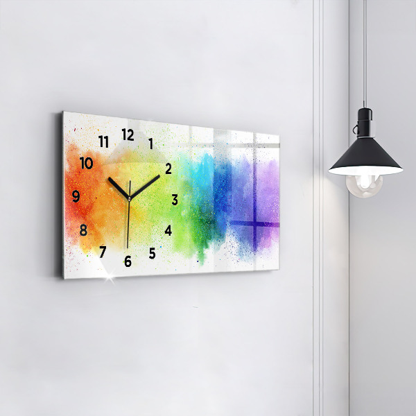 Ceas orizontale de perete din sticlă Curcubeu abstract