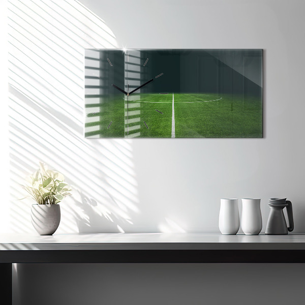 Ceas orizontale de perete din sticlă Teren de fotbal