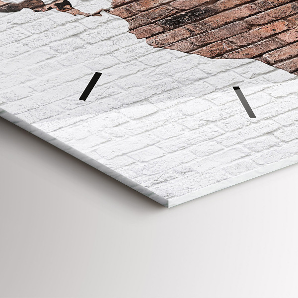 Ceas orizontale de perete din sticlă Harta lumii din cărămidă