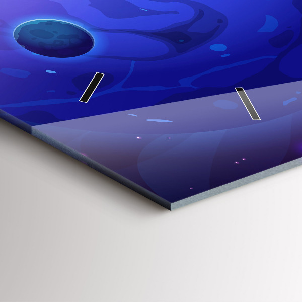 Ceas orizontale de perete din sticlă Planete galaxie