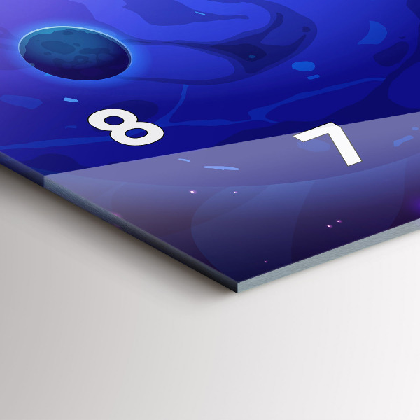 Ceas orizontale de perete din sticlă Planete galaxie