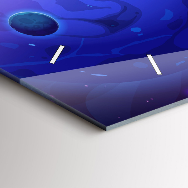 Ceas orizontale de perete din sticlă Planete galaxie