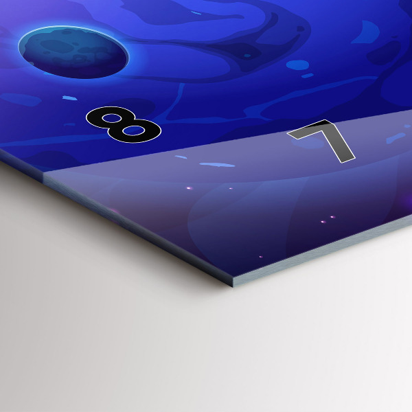 Ceas orizontale de perete din sticlă Planete galaxie