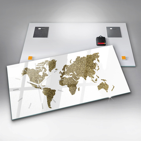 Ceas orizontale de perete din sticlă Harta lumii