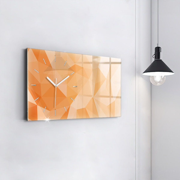 Ceas orizontale de perete din sticlă Triunghiuri abstracte