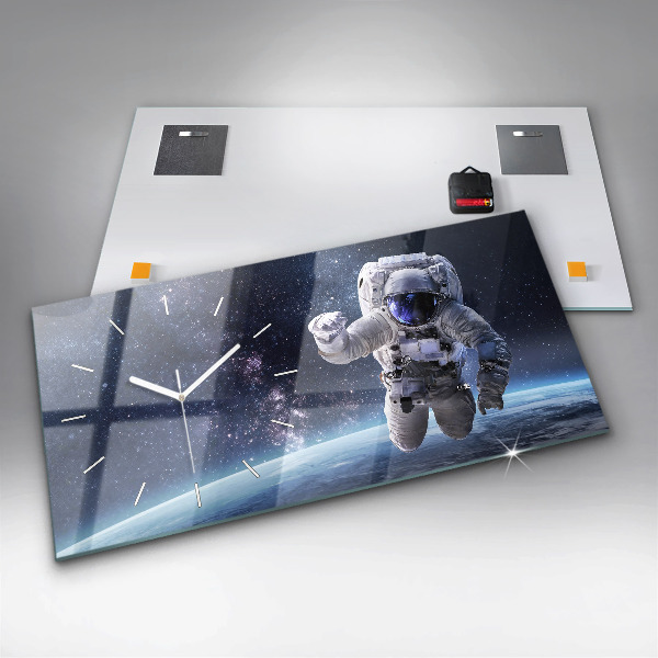 Ceas orizontale de perete din sticlă Astronaut