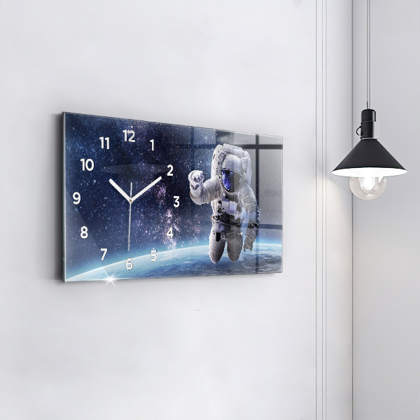 Ceas orizontale de perete din sticlă Astronaut