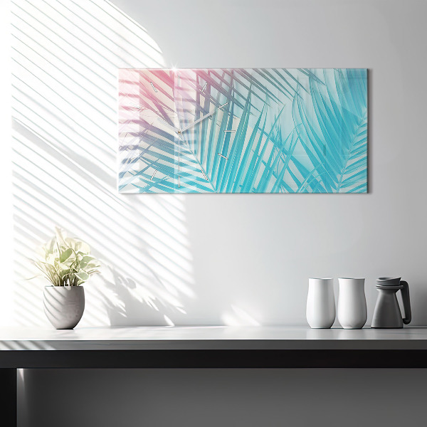 Ceas orizontale de perete din sticlă Palmier tropical