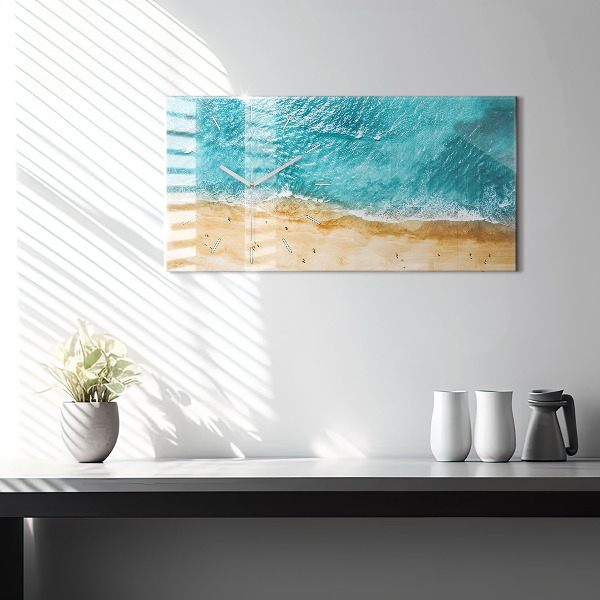 Ceas orizontale de perete din sticlă Oameni de pe plajă