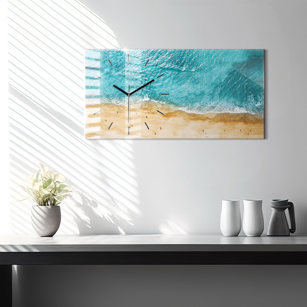 Ceas orizontale de perete din sticlă Oameni de pe plajă