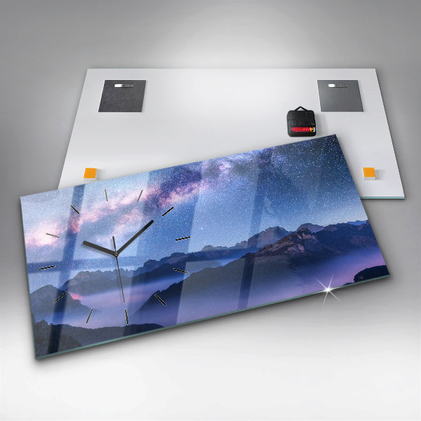 Ceas orizontale de perete din sticlă Calea lactee