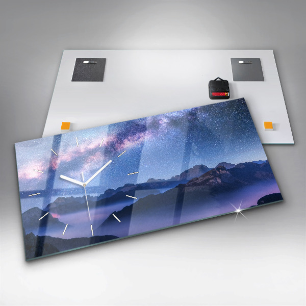 Ceas orizontale de perete din sticlă Calea lactee