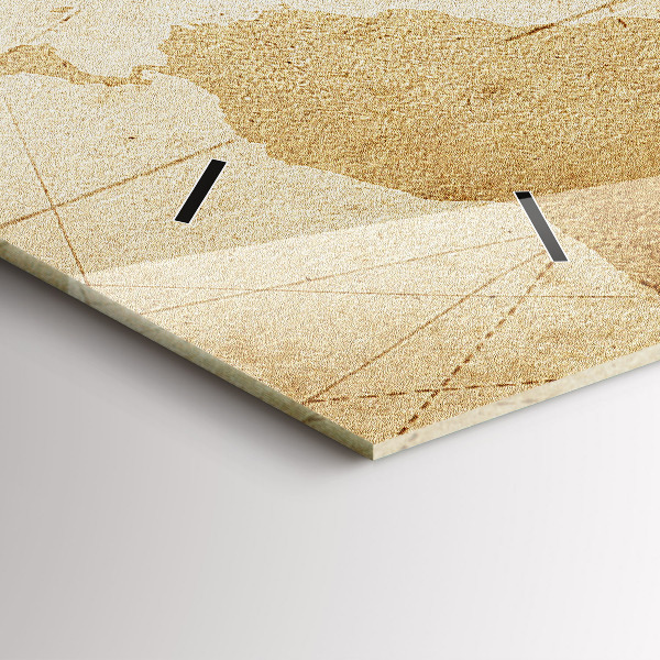 Ceas orizontale de perete din sticlă Harta lumii vintage