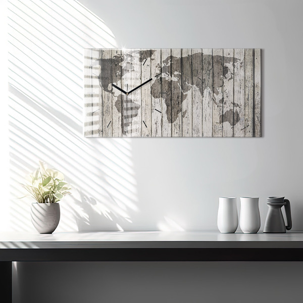 Ceas orizontale de perete din sticlă Board Harta lumii