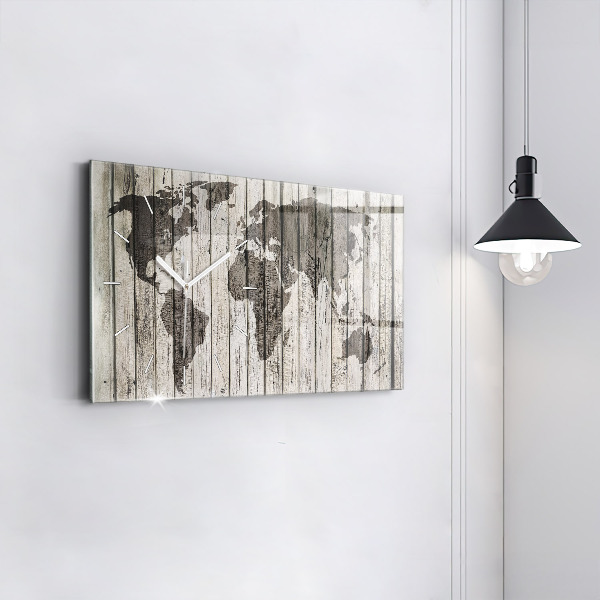 Ceas orizontale de perete din sticlă Board Harta lumii