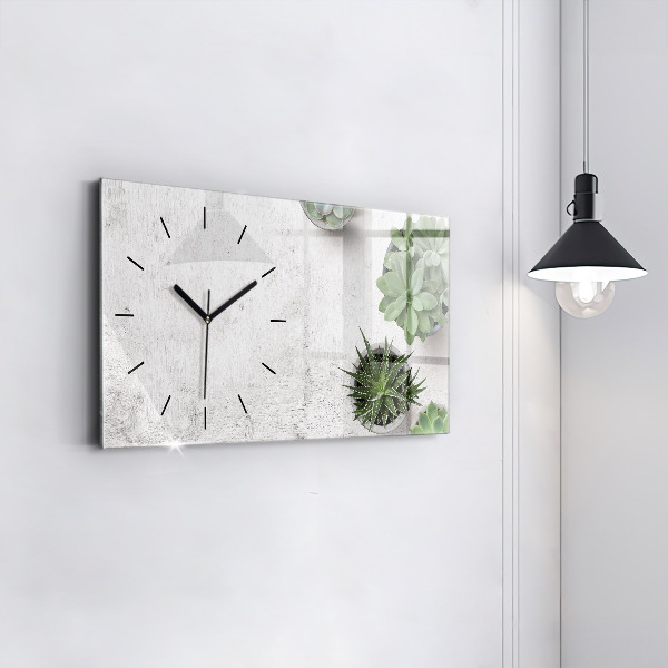 Ceas orizontale de perete din sticlă Plante decorative