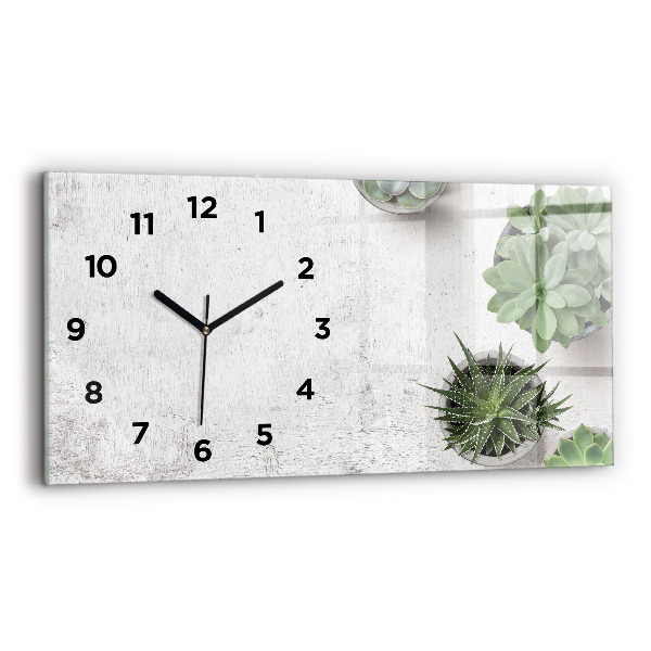 Ceas orizontale de perete din sticlă Plante decorative