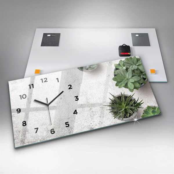 Ceas orizontale de perete din sticlă Plante decorative