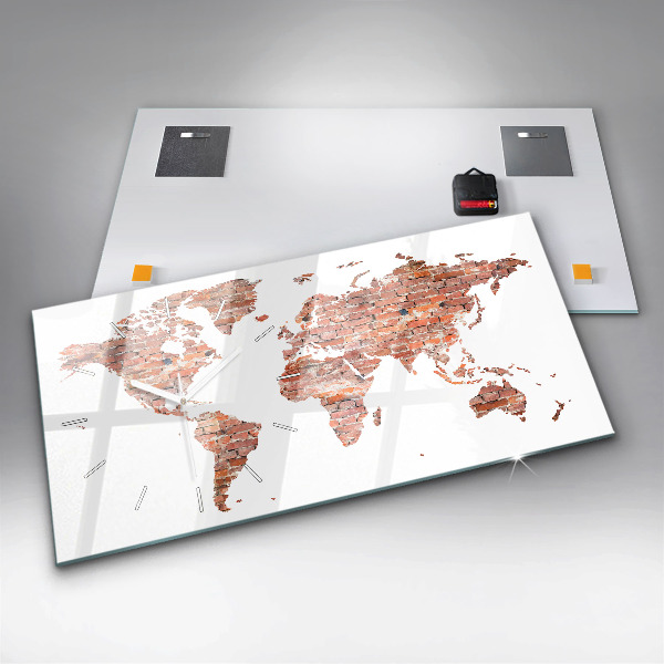 Ceas orizontale de perete din sticlă Hartă veche din cărămidă